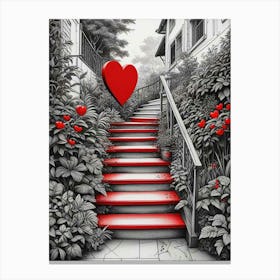 Colorful Stairway With Heart (11) Canvas Print