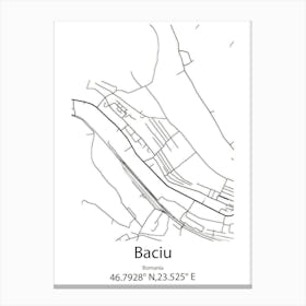 Baciu,Romania Minimalist Map Canvas Print