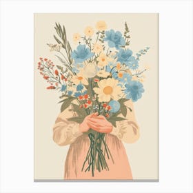 Spring Girl With Blue Flowers 3 Canvas Print