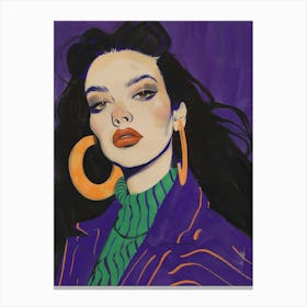 Girl With Hoop Earrings 1 Canvas Print