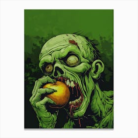 Scary Zombie Eating An Apple 16 Canvas Print