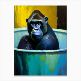 Gorilla In Bath Tub Gorillas Bright Neon 1 Canvas Print