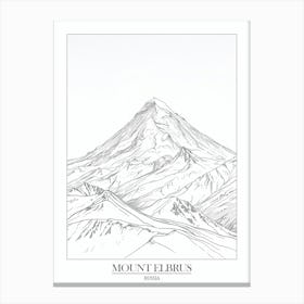 Mount Elbrus Russia Line Drawing 7 Poster Canvas Print