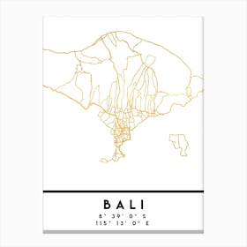 Bali Indonesia City Street Map Canvas Print