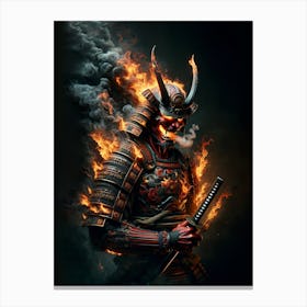Samurai In Flames Canvas Print