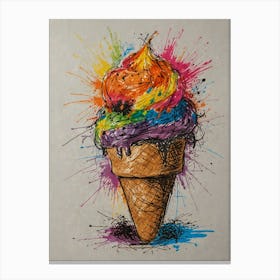 Rainbow Ice Cream Cone 5 Canvas Print