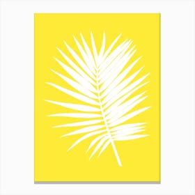 Palm Leaf On Yellow Background Canvas Print