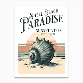 Shell Beach Paradise Sunset Vibes Canvas Print