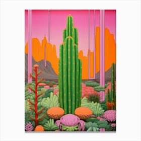 Mexican Style Cactus Illustration Organ Pipe Cactus 1 Canvas Print