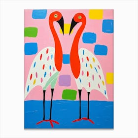 Colourful Kids Animal Art Flamingo Canvas Print