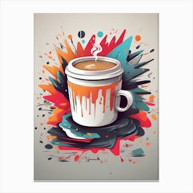 Coffee Cup With Splatters Canvas Print