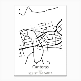 Canteras,Spain Minimalist Map Canvas Print