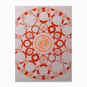 Geometric Abstract Glyph Circle Array in Tomato Red n.0137 Canvas Print
