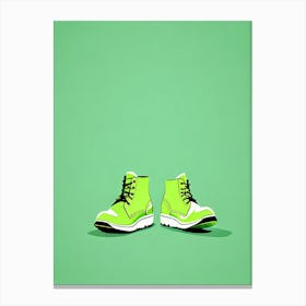 Minimalistic vector art of a pair of shoes, Contemporary art, Green Shoes, 1251 Canvas Print