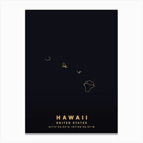 Hawaii United States Black And Gold Map Canvas Print