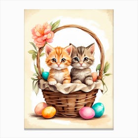 Cute Kittens In A Basket Canvas Print