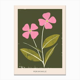 Pink & Green Periwinkle 1 Flower Poster Canvas Print