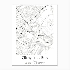 Clichy Sous Bois,France Minimalist Map Canvas Print