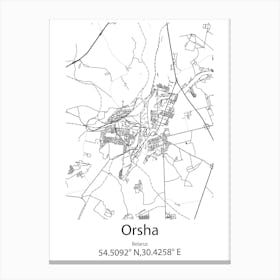 Orsha,Belarus Minimalist Map Canvas Print