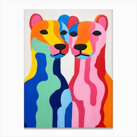Colourful Kids Animal Art Mountain Lion 1 Canvas Print