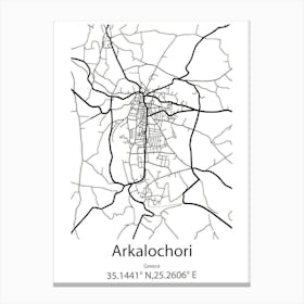 Arkalochori,Greece Minimalist Map Canvas Print