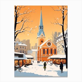 Retro Winter Illustration Munich Germany 1 Canvas Print