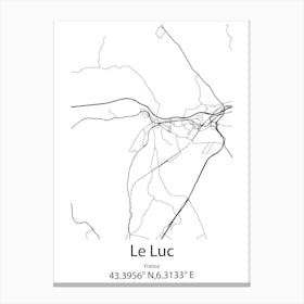 Le Luc,France Minimalist Map Canvas Print