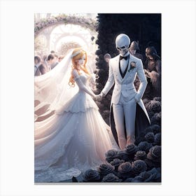 Beauty and the Skeleton Wedding Art Print #2 Canvas Print