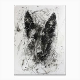 Icelandic Sheepdog Dog Charcoal Line 1 Canvas Print