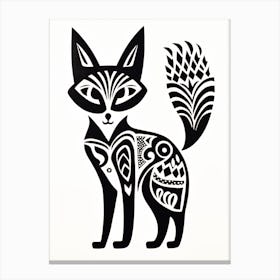 Linocut Fox Abstract Line Illustration 21 Canvas Print