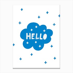 Hello Bubble Cloud Blue Super Scandi Kids Canvas Print