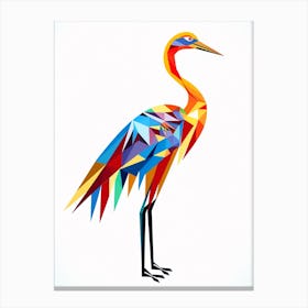 Colourful Geometric Bird Crane 3 Canvas Print