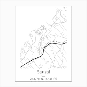 Sauzal,Spain Minimalist Map Canvas Print