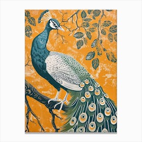 Blue Mustard Peacock In The Tree 1 Canvas Print