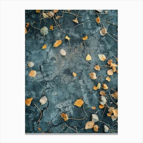 Autumn Leaves On Concrete Canvas Print