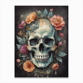 Floral Skull Vintage Painting (16) Canvas Print