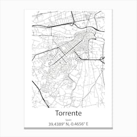 Torrente,Spain Minimalist Map Canvas Print