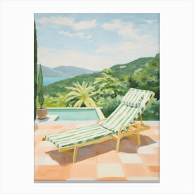 Sun Lounger By The Pool In Barcelona Spain Canvas Print