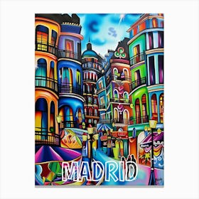 Madrid City, Cubism and Surrealism, Typography Canvas Print