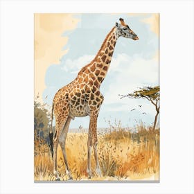 Storybook Style Illustration Of A Giraffe 3 Canvas Print