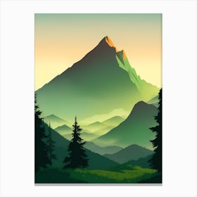 Misty Mountains Vertical Composition In Green Tone 58 Canvas Print