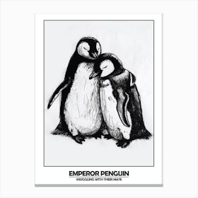 Penguin Snuggling With Their Mate Poster 1 Canvas Print