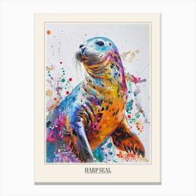 Harp Seal Colourful Watercolour 4 Poster Canvas Print