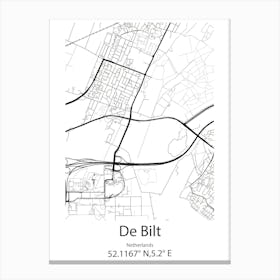 De Bilt,Netherlands Minimalist Map Canvas Print