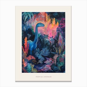 Colourful Tropical Cave Dinosaur Painting Poster Canvas Print