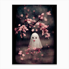 Bedsheet Ghost And Cherry Trees Canvas Print