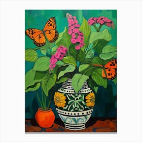 Flowers In A Vase Still Life Painting Lantana 2 Canvas Print