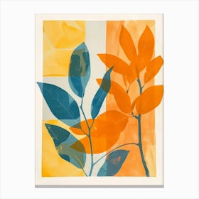 Orange And Blue Leaves Canvas Print