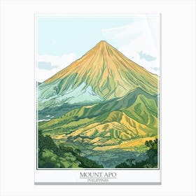 Mount Apo Philippines Color Line Drawing 4 Poster Canvas Print