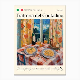 Trattoria Del Contadino Trattoria Italian Poster Food Kitchen Canvas Print